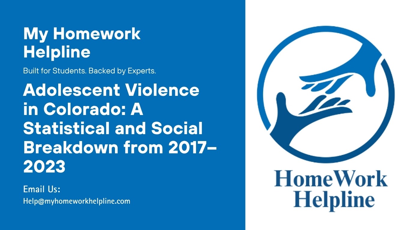Comprehensive analysis of adolescent violence in Colorado from 2017 to 2023, highlighting the rise in sexual, gender-based, and racial violence among teens. Image supports a study based on Department of Justice and CDC data, showing links between segregation, online abuse, and dating violence affecting minority and gender-diverse youth
