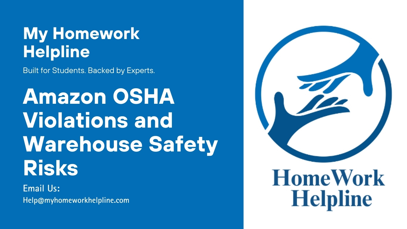 This research paper analyzes Amazon’s OSHA violations, labor law breaches, and workplace safety hazards in warehouses. It is a detailed academic paper, essay, or assignment useful for students and professionals seeking insight into labor law compliance, ergonomic hazards, worker injury rates, and organizational accountability in multinational corporations, highlighting the impact of safety violations on employee well-being and legal repercussions.