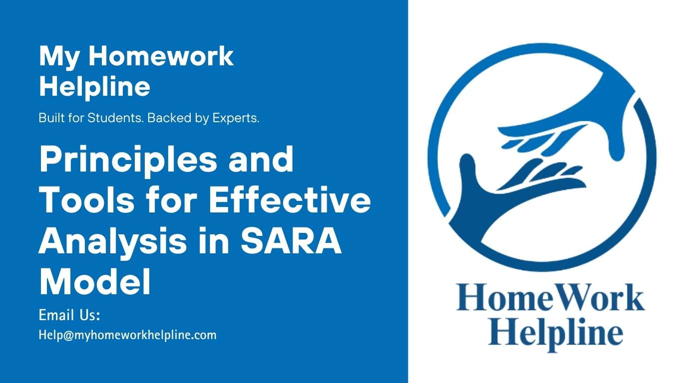 Detailed research paper discussing analysis in SARA model, focusing on its role in community policing to address root causes of local problems. The assignment explains principles such as identifying causes, gathering relevant data, assessing existing interventions, and forming hypotheses. It also covers crime analysis tools like RAID, GIS, crime scripts, and problem analysis triangles, plus implementation challenges.