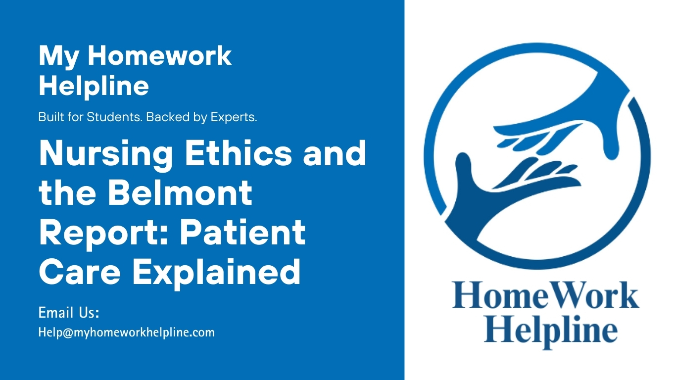 A research paper discussing the Belmont Report and nursing ethics, including patient advocacy, conflict resolution, informed consent, and ethical decision-making. This paper explores the nurse’s role in upholding patient rights, balancing family and provider opinions, and applying the Code of Ethics for Nurses. Ideal for assignments, essays, and academic projects in nursing and healthcare ethics.