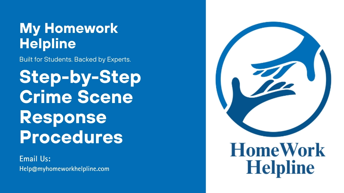 This academic paper explains essential crime scene response procedures, including safety, scene preservation, evidence collection, and documentation. It highlights the importance of proper evidence handling in legal investigations and offers insights useful for students working on a law homework assignment, essay, or research paper requiring accurate legal and forensic analysis.