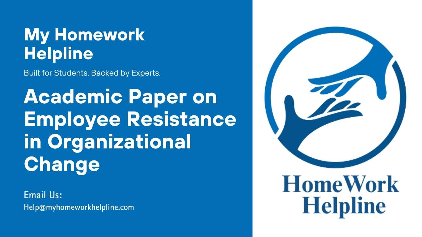 This academic paper examines the complex issue of employee resistance to organizational change, highlighting various causes such as fear of the unknown, distrust in leadership, attachment to existing culture, and challenges with new technologies. It offers strategic solutions including communication, training, involvement, and gradual implementation to ensure successful change initiatives.