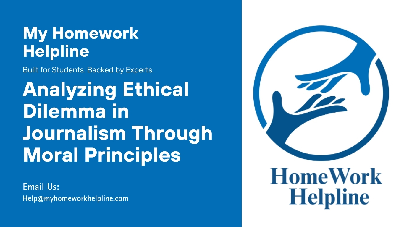This essay on an ethical dilemma in journalism analyzes sexual assault allegations, freedom of speech, privacy, and elections. It compares Mill’s utility principle, Kant’s duty ethics, and Aristotle’s virtue ethics, highlighting utility as the most practical framework. Useful for assignments, essays, and research papers in media ethics and philosophy.