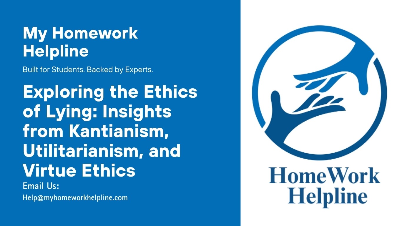 This paper examines the ethical complexities of lying by comparing Kantian deontology, utilitarianism, and virtue ethics. It explores how context, intent, and consequences influence whether lying is morally justified, and argues for a nuanced view that considers philosophical theories and real-world implications.