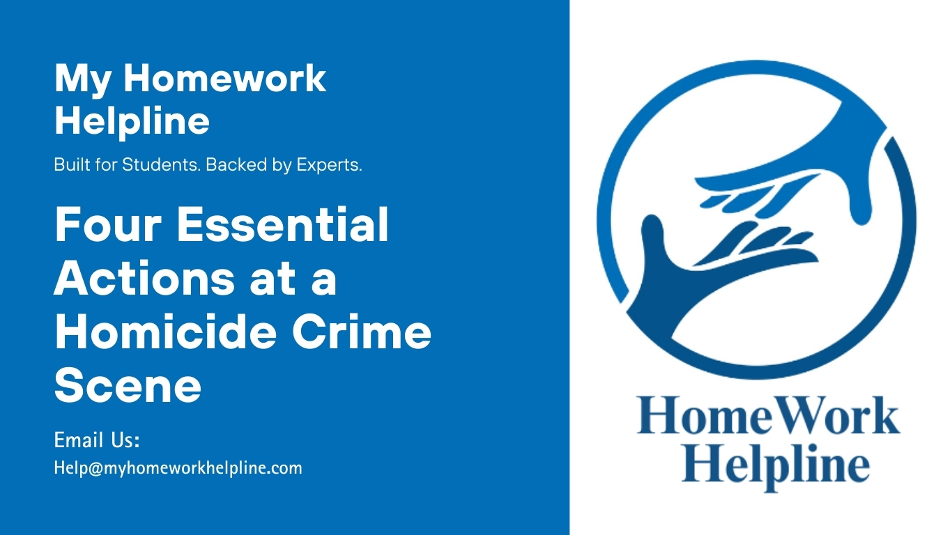 This essay on homicide crime scene investigation details critical steps detectives must follow, including detaining suspects, assessing evidence, protecting the scene, and note-taking. It highlights investigation procedures, admissible evidence, and consequences of neglecting protocols, useful for assignments, essays, and research papers in criminal justice.