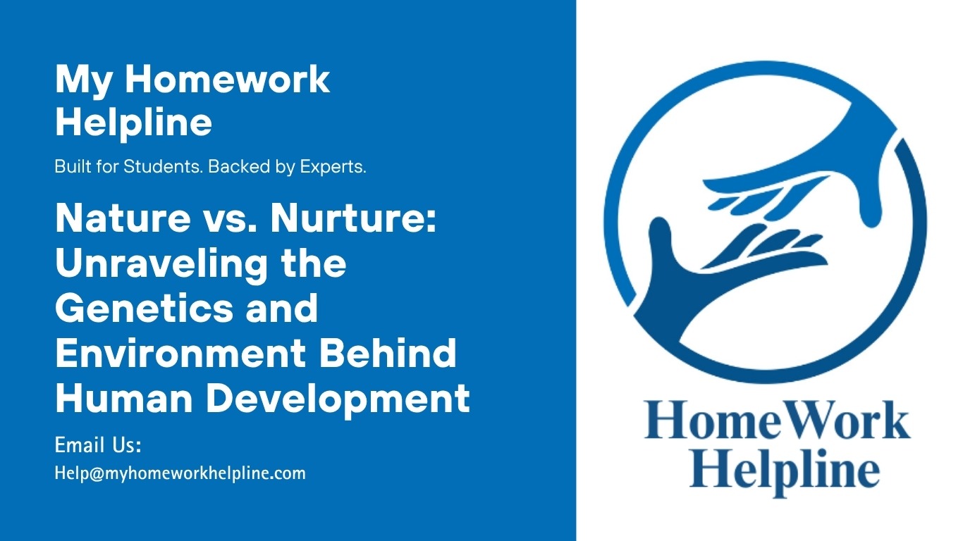 This paper explores the longstanding Nature vs. Nurture debate, analyzing how genetics and environmental influences shape human behavior, personality, cognition, emotion, and development. It highlights the complex interplay between inherited traits and life experiences, emphasizing the dynamic, reciprocal relationship between biology and environment.