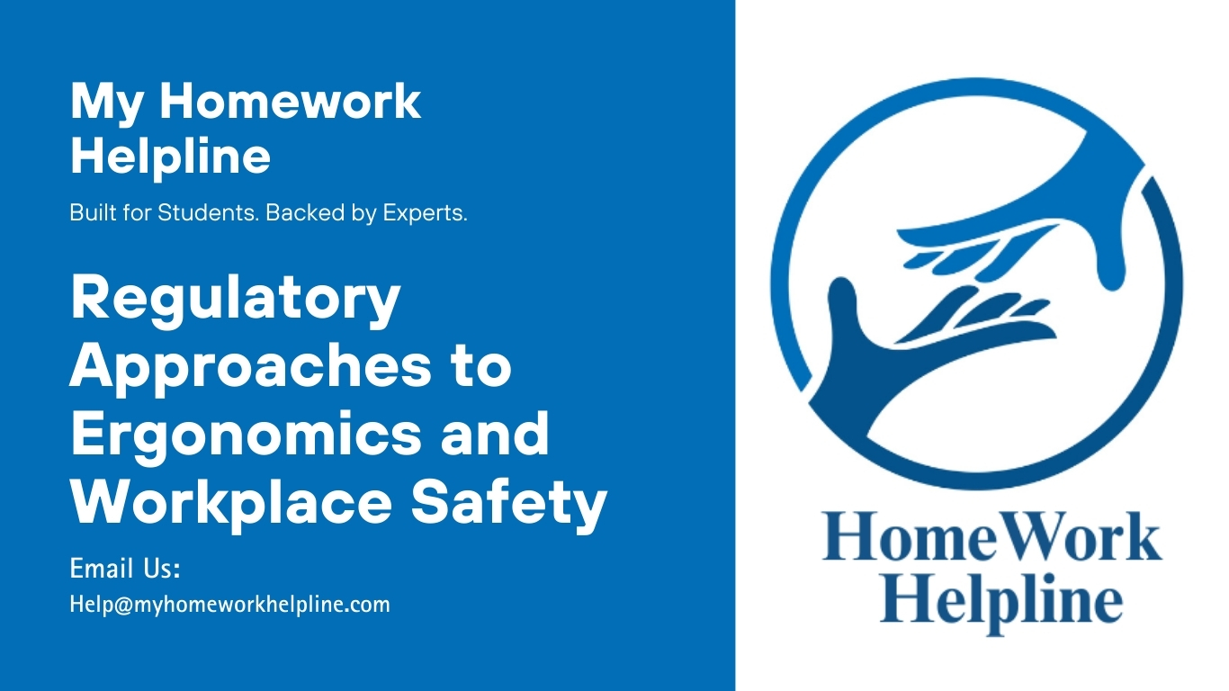 This essay on workplace safety examines regulatory approaches, ergonomic hazards, musculoskeletal injury prevention, OSHA compliance, and organizational programs. It explores laws, safety guidelines, and enforcement methods, useful for assignments, essays, research papers, and homework support in business studies and occupational safety.