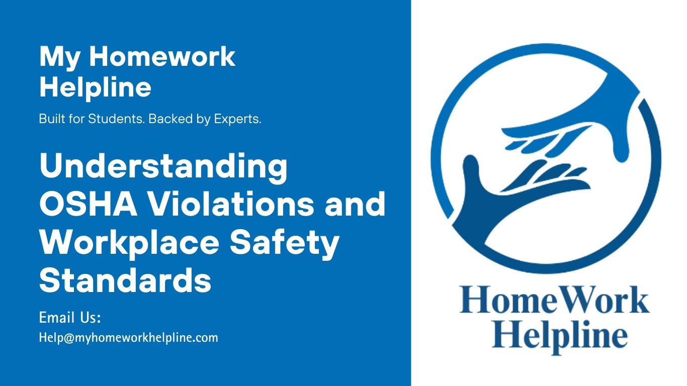 Academic paper on OSHA violations and inspections in workplace safety. This research paper explains OSHA standards, compliance citations, employer responsibilities, and health protections. The assignment covers hazard communication, respiratory safety, fall protection, energy control, and workplace ethics. Ideal essay or homework assistance for business studies and occupational safety.