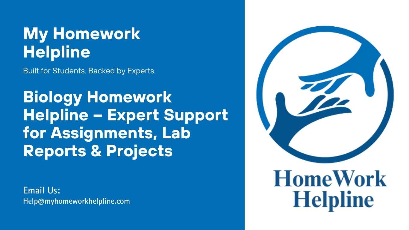 Our Biology Homework Helpline provides expert academic assistance for students needing help with assignments, lab reports, and research projects across molecular biology, genetics, cell biology, ecology, and human anatomy. Our human-written service ensures clarity, accuracy, and plagiarism-free solutions while enhancing understanding of key biological concepts and processes.