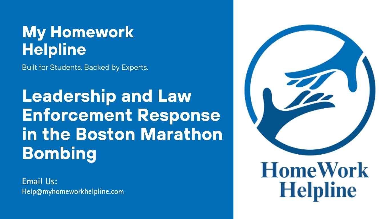 This academic paper examines leadership, teamwork, communication, employee training, politics, and organizational culture in law enforcement’s response to the Boston Marathon bombing. The essay highlights lessons learned, emergency preparation, decision-making, and interagency collaboration, offering insights into disaster management and crisis leadership analysis.