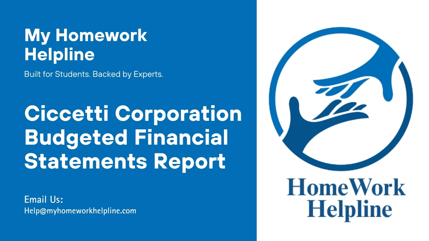 Academic essay report analyzing Ciccetti Corporation’s budgeted income statement, highlighting the comparison between static and flexible budgets. The essay explains revenue, expenses, variances, and net operating income, emphasizing the importance of correctly interpreting budgeted financial statements. This assignment provides insights into budgeting practices and financial decision-making for corporate planning.