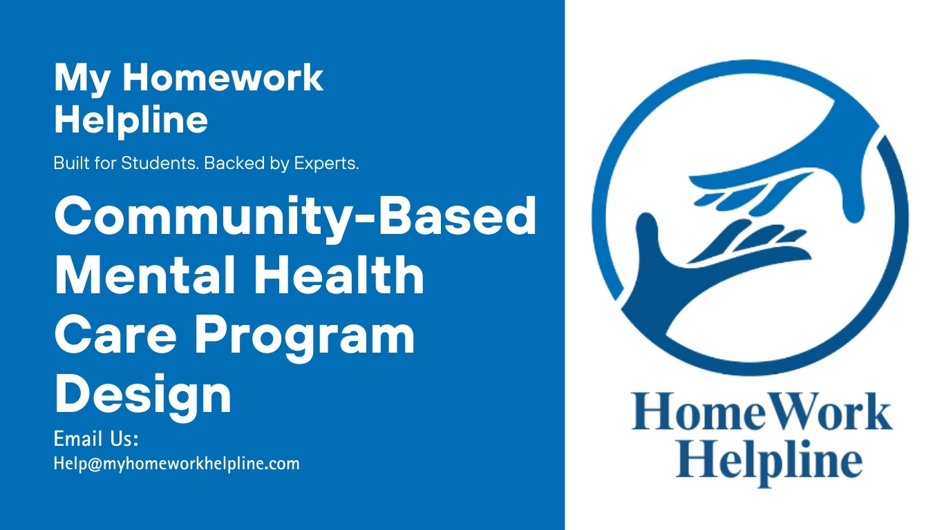 An academic essay exploring the design of a community-based mental health care program, detailing principles of community psychology, patient engagement, and strategies for accessible, effective, and supportive mental health services in diverse community settings.