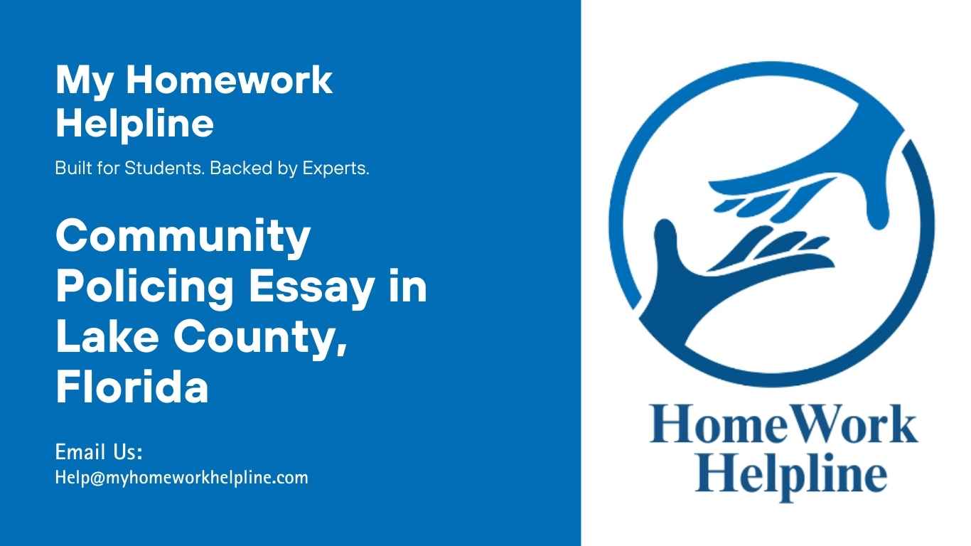 Essay on community policing and crime prevention in Lake County, Florida. This academic paper highlights the partnership between law enforcement, schools, and community members to address safety challenges such as school violence, drugs, and bullying. The research essay examines strategies like the SpeakOut hotline and school resource officers that helped reduce crime and strengthen problem-solving approaches.