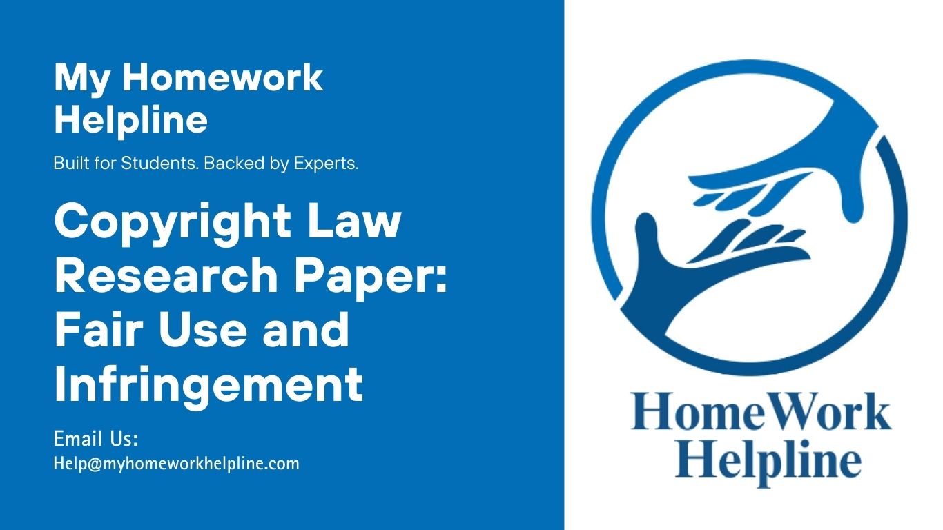 This copyright law research paper examines intellectual property protection, fair use principles, and preventing copyright infringement. It is an academic paper that explores video and music copyright issues, legal considerations for subcontractors, and the importance of licensing, author credit, and registration. Ideal as a research paper, assignment, or review of copyright law concepts for students and researchers.
