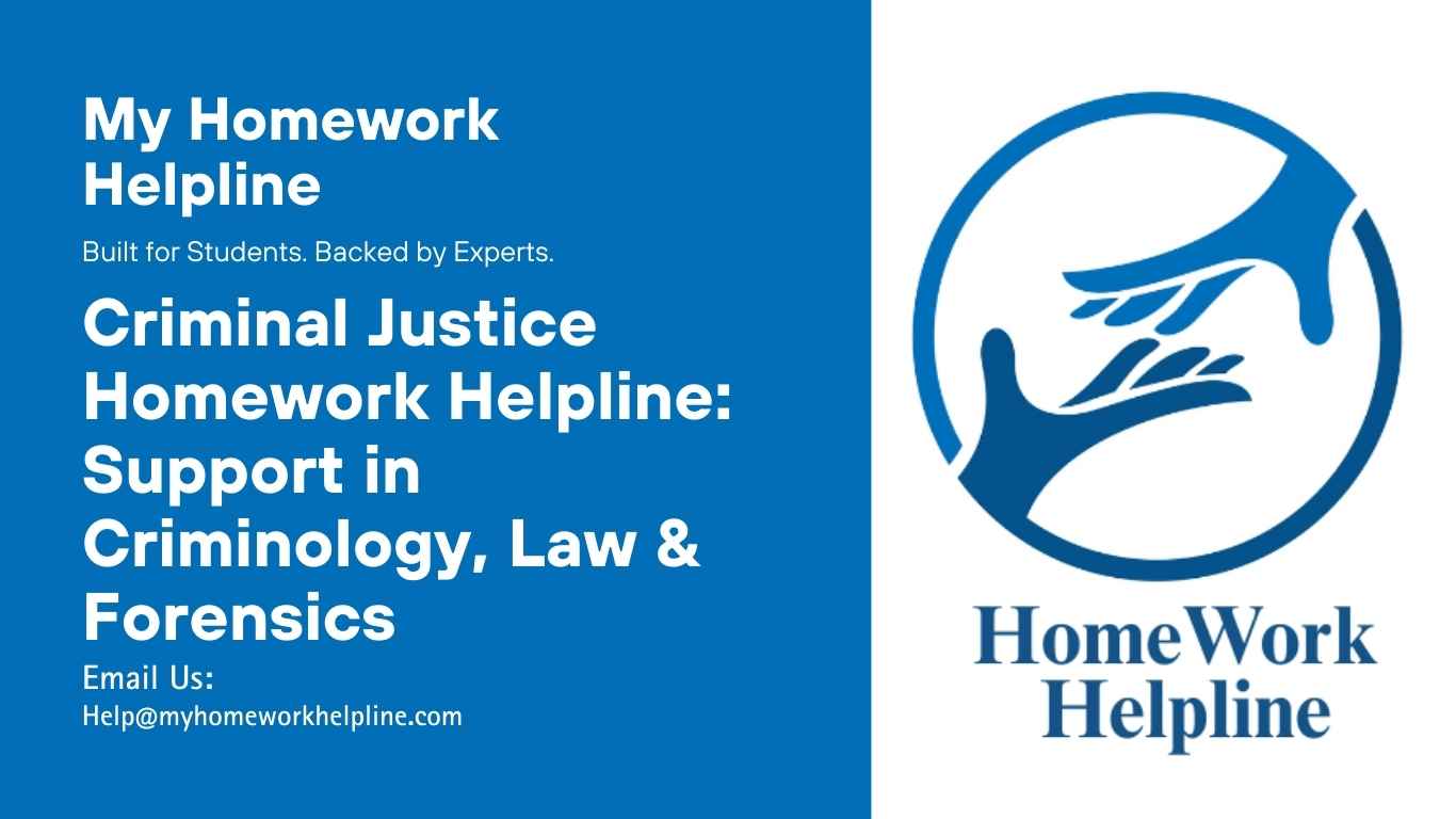 Our Criminal Justice Homework Helpline offers human-written support for assignments in criminology, law enforcement, criminal law and procedure, corrections, forensic science, and juvenile justice. Each assignment is crafted with academic rigor and practical insights, helping students submit high-quality, original work while gaining a deep understanding of criminal justice concepts and practices.