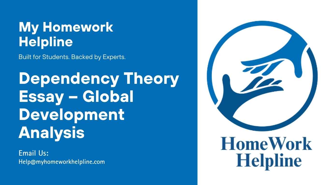 An academic essay on dependency theory exploring claims, concepts, and critiques of underdevelopment in third-world nations. The paper analyzes arguments from scholars such as Samir Amin, Andre Gunder-Frank, and Raul Prebisch, highlighting the relationship between developed and underdeveloped countries, unequal exchange, modernization theory critiques, and the implications for global economic development.