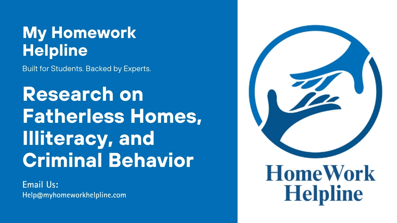This academic paper provides an annotated bibliography on the connection between fatherless homes, illiteracy rates, and criminal behavior. The essay reviews scholarly research on how family structure, single parenthood, and absence of fathers impact children’s education, cognitive development, poverty levels, aggression, delinquency, and broader social outcomes, offering critical insights for students and researchers.