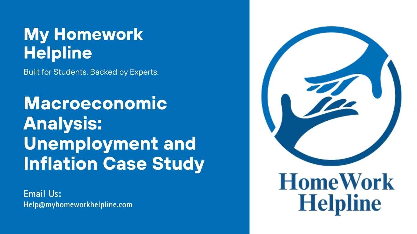 A case study analyzing unemployment and inflation in the U.S. economy. It examines high unemployment among college graduates and African-Americans, the effects of inflation on economic stability, and strategies using macroeconomic policies and technology to improve GDP growth, create jobs, and manage inflation effectively.