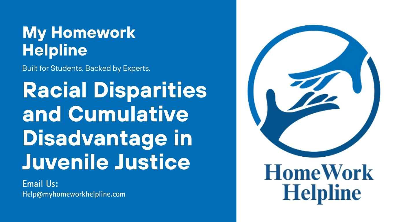 Research essay discussing racial disparities in the juvenile justice system. This academic paper examines disproportionate treatment of children of color at stages like detention, correction, and aftercare. It highlights the concept of cumulative disadvantage and details challenges faced by Latino, Native American, Asian, and Pacific Islander youths, offering insights into systemic inequality and justice reforms in the United States.