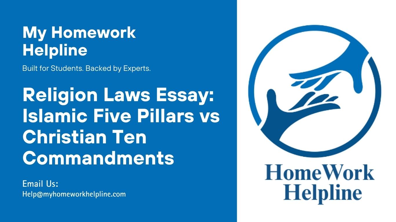 This academic essay provides a Religion Laws Analysis, comparing Islamic five pillars and Christian ten commandments. The research paper explores ethics, worship, prayer, and charitable obligations, highlighting similarities and differences in the religious laws. Perfect for assignments, essays, or research papers analyzing comparative religion, legal principles, and faith-based ethical frameworks in academic contexts.