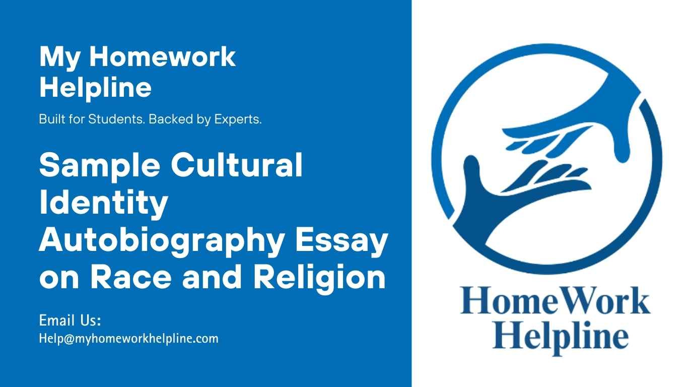 This academic paper features a sample cultural identity autobiography essay examining race, religion, and socioeconomic status as core elements of self-identity. The essay provides reflections on minority experiences, challenges of discrimination, and the influence of Christianity in shaping worldview. It serves as a model assignment for students exploring cultural values, identity formation, and personal growth in academic research and essay writing.