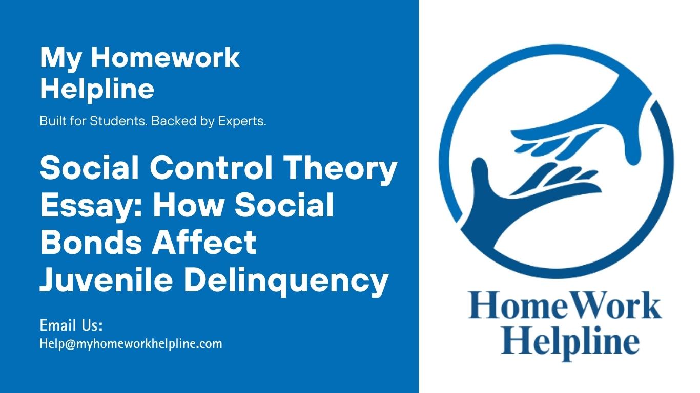 This academic essay explores Social Control Theory and its role in juvenile delinquency. The research paper examines how attachment, commitment, involvement, and beliefs influence adolescents' antisocial behavior. It provides examples of parental guidance and social programs aimed at reducing delinquency, making it an ideal essay or assignment reference for studies on youth crime and social theory.