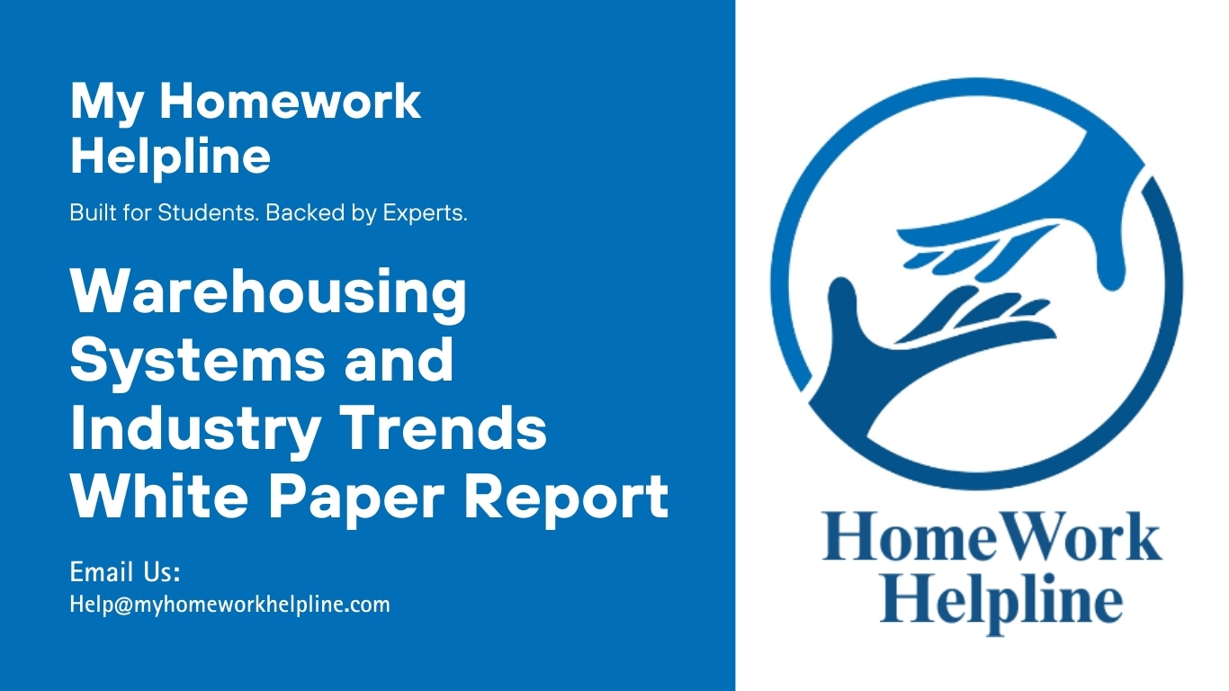 Academic white paper report analyzing warehousing systems in the consumer electronics industry. This paper examines automation, robotics, warehouse management systems, cloud-based solutions, and analytics while addressing international trade regulations. It provides recommendations on warehousing activities, supply chain optimization, and distribution strategies to ensure cost-effective operations across North America and improve efficiency in product delivery.