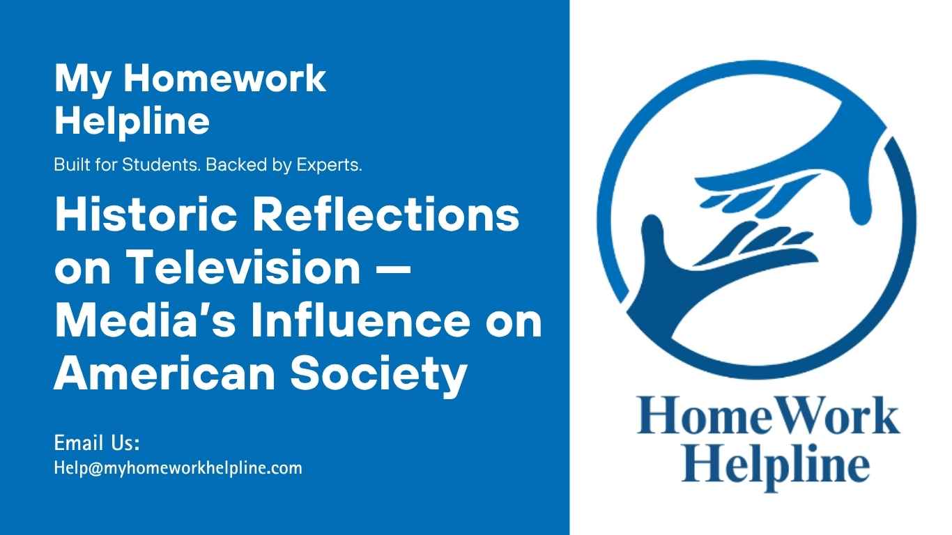 This essay titled Historic Reflections on Television examines the cultural and social impact of television in American history. It explores how television reflected and influenced public opinion during pivotal moments such as the Civil Rights Movement, the Vietnam War, and post-9/11 America. The paper analyzes television’s role in shaping political, racial, and national discourse, illustrating how media has mirrored and molded public consciousness throughout U.S. history.